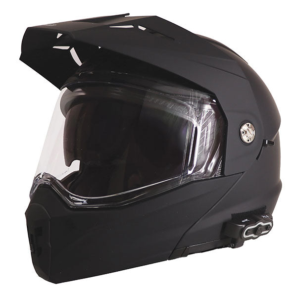 dual sport motorcycle helmet with bluetooth Scorpionexo T520 Full Face Ready Speaker Pockets Dot Ece Solid (Gloss Black The Sena Outlander Helmet S is a dual Bluetooth Compatible Dual-Sport Helmet with